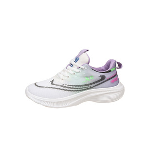Chaussures de course blanches et violettes dégradées, à lacets, légères, respirantes, avec empeigne en mesh et semelle extérieure en caoutchouc, décontractées, sportives, pour femmes, hommes, unisexe - Product Image 4