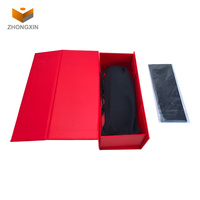 Boîte d'emballage de lunettes de soleil cadeau rouge fermée avec aimant pliant en papier rigide avec logo personnalisé avec serrure magnétique
