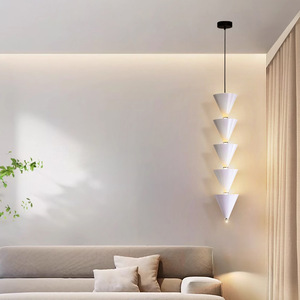 Lámpara Colgante Moderna Minimalista de Diseño en Color Crema para Dormitorio, Lámpara Colgante Creativa en Forma de Cono Largo para Sala de Estar - Product Image 6