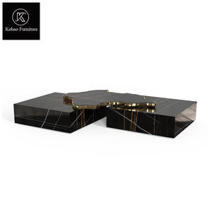 Nouveau design moderne table centrale navarra <span class=keywords><strong>sahara</strong></span> noir mobilier de salon de luxe table basse pour thé en marbre naturel noir - Product Image 2