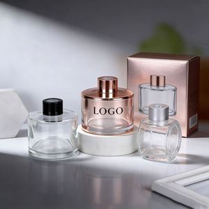 Customizable Empty Flat Glass Perfume Bottle with <b>Black</b> <b>Pump</b> Sprayer Cap Screen Printing 3 Sizes - Product Image 2