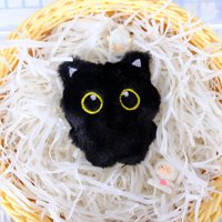 Porte-clés en peluche chat noir en coton PP fait main, en forme de charbon, avec grands yeux mignons, cadeau idéal pour filles et couples