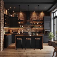 Nouvelle conception personnalisable d'armoire de cuisine et de garde-manger avec îlot en quartz, marbre, pierre frittée, en forme de U ou en L, finition mate ou brillante, style Shaker surélevé