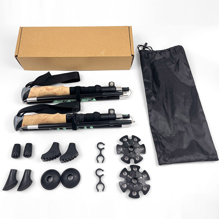 2pcs/set Outdoor Aluminum Alloy Trekking Pole Ultra Light Telescopic Folding Trekking Cross Country Walking Stick A0059