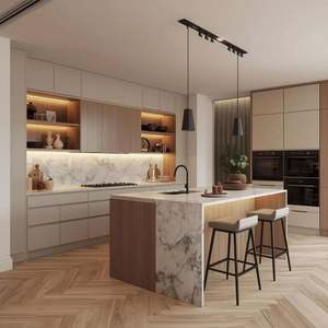 Designs Factory Customized Modern Designs High Gloss Kitchen <b>Cabinet</b> Sets With Led <b>Light</b> Strip - Product Image 2