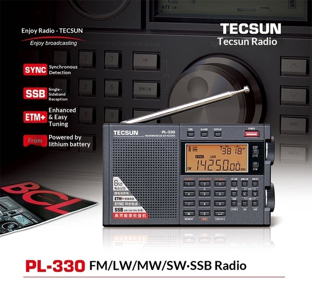 Tecsun/Desun PL-330 FM Longwave Mediumwave Shortwave Single-Sideband Radio with Digital Tuning Lithium Battery & Portable Design