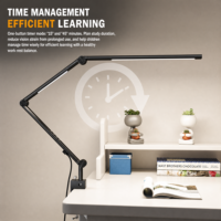 Lampe de bureau LED à base métallique, contemporaine, pliable, double source lumineuse, 95 CRI, à intensité tactile, écologique, protection oculaire, pour étudiants (AC)