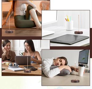 중국 스타일 홈 장식 요가 명상 향 베이스 스틱 홀더 사용자 정의 로고 블랙 호두 나무 라운드 향 버너 트레이 - Product Image 4