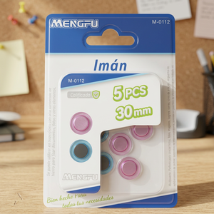 Mengfu M-0112 Confezione da 5 Magneti Trasparenti Colorati in PVC da 30mm per Ufficio e Casa, Adesivi Magnetici Versatili per Pubblicità e Frigorifero - Product Image 2