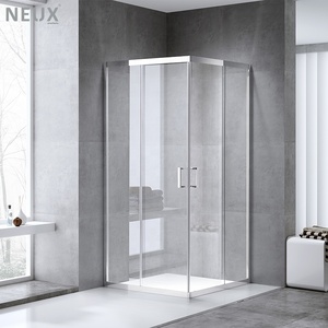 Cabine de <span class=keywords><strong>douche</strong></span> à double <span class=keywords><strong>porte</strong></span> coulissante carrée à prix avantageux, verre trempé de 6 mm avec cadre, coins polis - Product Image 1