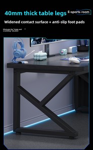 Bureau d'ordinateur en métal, table de jeu à domicile, ensemble <span class=keywords><strong>chaise</strong></span> et bureau, surface en bois, montage facile, style minimaliste moderne, pour chambre, bureau, écriture, location - Product Image 2