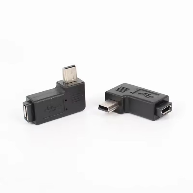 90 Degree USB 2.0 Right Left Angle Mini 5Pin Male To Micro USB 5Pin Female Adapter V3 To V8 Mini Male To Micro Female
