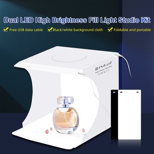 PULUZ Originale Mini Studio Fotografico Professionale 20cm, Lightbox in Acrilico PVC con 2 Pannelli LED, Pieghevole <span class=keywords><strong>e</strong></span> Portatile, 2 Sfondi Colorati - Product Image 2