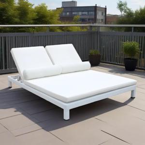 Hot Bán Đôi <span class=keywords><strong>Lounger</strong></span> Cho Ngoài Trời Vườn Thiết Kế Hiện Đại <span class=keywords><strong>Poly</strong></span> Mây Giường Ngoài Trời Màu Trắng Hồ Bơi Hai Người Vườn Giường - Product Image 2
