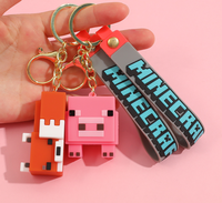 Vente en gros de porte-clés en PVC 3D en caoutchouc, personnages d'anime, pendentifs Mine Craft, personnages pixelisés, cadeau sur le thème des jeux Sandbox pour les fans de jeux