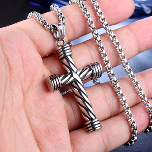<b>Men's</b> Stainless Steel <b>Cross</b> Pendant Necklace | PVD 18K Gold Plated <b>Cross</b> Design | Trendy and Durable Religious Jewelry for <b>Men</b> - Product Image 3
