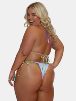 Özel Markalı Mayo OEM Tie Dye Baskılı Brezilya Halter Ters Çevrilebilir Bikini 2 Parça Takım Kadınlar İçin Mayo