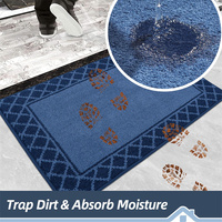 Tapis d'entrée intérieur noir absorbant l'eau, à rayures touffetées, antidérapant, lavable, résistant aux taches, adapté aux animaux domestiques