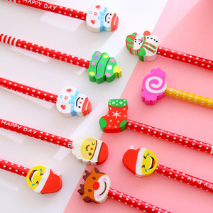 Crayon en bois de Noël transfrontalier, dessin animé mignon avec animaux, gomme HB, papeterie pour étudiants, cadeau en gros - Product Image 4