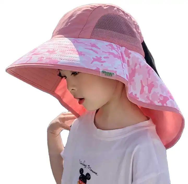 Kids bucket hat with neck flap