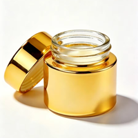 Pot en verre de luxe pour crème cosmétique, 5 ml, 10 ml, 1 oz, 30 g, 50 g, 100 g, 200 g, pot en verre argenté ou doré avec couvercle