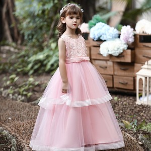 Girls Pink Puffy Princess Dress Long <b>Tulle</b> Stage Performance Costume Size 3-12 Spring 2022 - Product Image 1