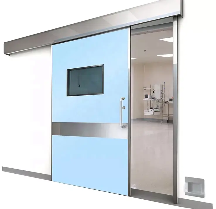 YICHANG Lab Clean Room ermetico a foglia singola porta scorrevole automatica PVC e vetro prevenzione incendi superficie finita-per gli ospedali