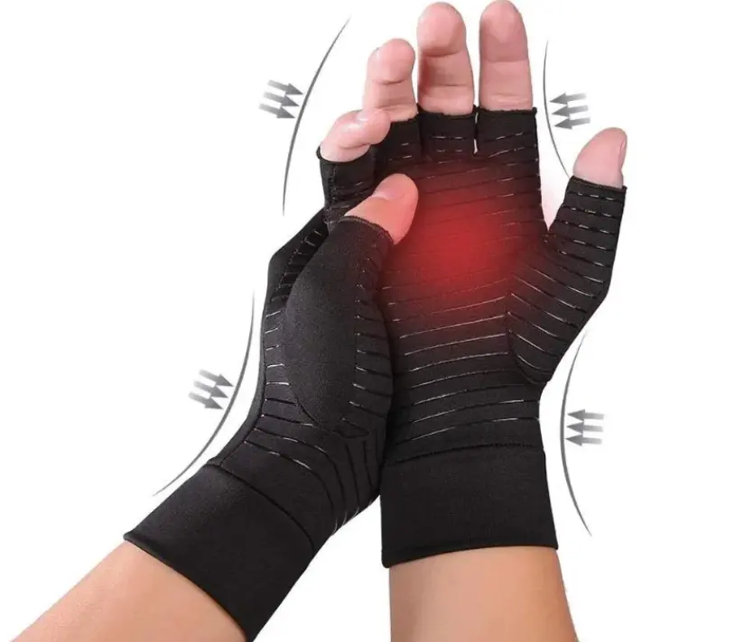 Üst satıcı parmaksız artrit karpal tünel ağrı kesici eldiven bakır sıkıştırma artrit eldiven erkekler & kadınlar için Tendonitis