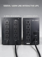 Alimentation électrique Lsun Line-Interactive UPS 1000VA/600W avec batterie de secours pour PC/routeur/POS, 110/220Vac, protection contre les surcharges de décharge