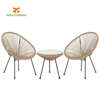 Style chaud 4 pièces en acier Patio Conversation loisirs jardin rotin canapé ensemble pour balcon extérieur Acapulco canapé chaise ensemble