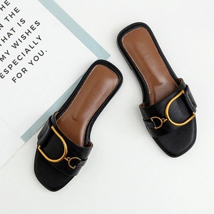 Zapatos Woman <b>Shoes</b> 2025 New Outdoor Luxury Ladies Design Square Toe Summer Beach Slides slippers Flat Sandals for Women - Product Image 3