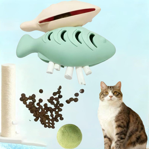 Jouets en forme de boule de menthe pour chat, nettoyage des dents et jouets à lécher à la menthe, jouet interactif en silicone en forme de poisson mignon pour chats - Product Image 6
