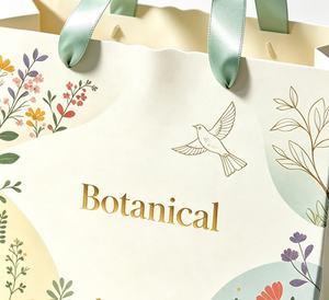 Custom Logo gift <b>bags</b> Natural Botanical Design paper gift <b>bags</b> for events - Product Image 4