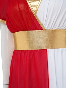 Disfraz de Diosa Griega para Mujer, con Ribete Dorado, Cuello en V, Hombros Descubiertos, Mangas con Volantes, Vestido Toga Largo hasta el Suelo, para Halloween, Actuaciones, Personalizado - Product Image 4