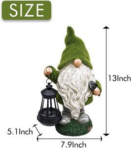 Polyresin/Resin Flocked <strong>Garden</strong> <strong>Gnome</strong> Statue, <strong>Large</strong> Outdoor <strong>Gnome</strong> with Solar Lights, Funny <strong>Garden</strong> Figurines for Outdoor Home Yard - Product Image 2