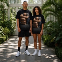 T-shirt surdimensionné pour hommes, imprimé lèvres et dollar, streetwear décontracté, multicolore
