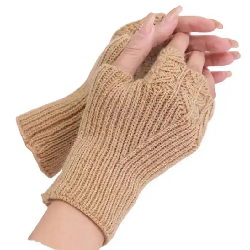 Sıcak yumuşak yün örme eldivenler zarif bilek kol el yarım parmak elastik kısa eldiven Guantes kadınlar kış parmaksız eldiven