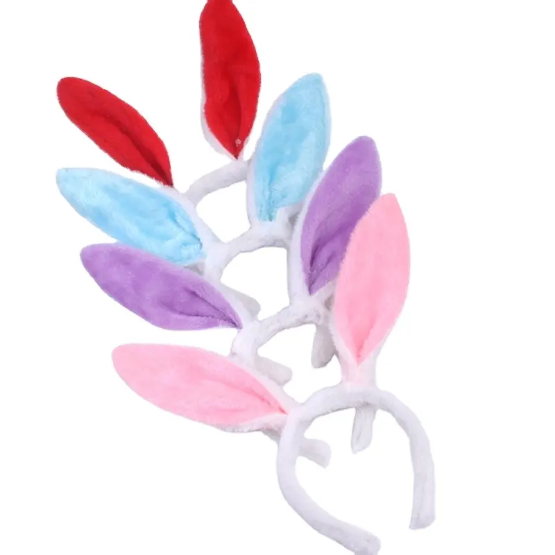 Diadema de felpa con Orejas de conejo para niños y adultos, diadema con lentejuelas de colores rosa y azul para decoración de fiestas y vacaciones