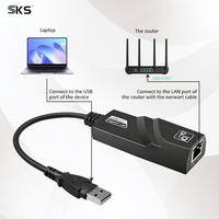 Adaptateur Ethernet Gigabit USB 3.0 vers RJ45 10/100/1000 Mbps, Convertisseur Réseau USB-A Mâle vers RJ45 LAN pour Ordinateur Portable et de Bureau