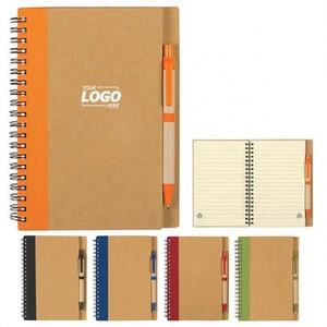 Steno <b>Notebook</b> with Pen Holder, Spiral <b>Lined</b> Notepad for Writing, Kraft Paper Cover Small Pocket <b>Notebooks</b> - Product Image 4