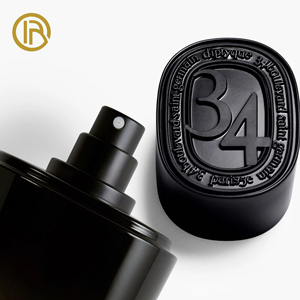 Nắp nước hoa tùy chỉnh-"34" khắc logo hoa văn nghệ thuật kết cấu màu đen nhà máy sản xuất cho chai nước hoa cao cấp - Product Image 1