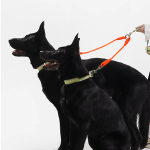 Customized LOGO New Two Tone Leash Adjustable Waterproof PVC Coated Double-Ended Dog Coupler Twin Leash for 2&3 Medium Large Dog - Product Image 6