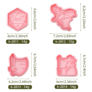 Moule à biscuits en plastique DIY pour biscuits imprimés, série Aventure, motif dessin animé 3D <span class=keywords><strong>Dragon</strong></span>, Épée, Démon, Mage - Product Image 6