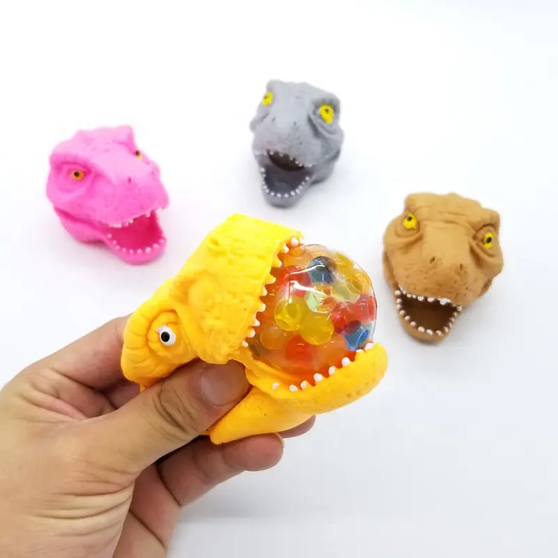 Neuheit Herstellung Großhandel Anti Stress Relief Benutzer definierte Dinosaurier Kopf Perle Ball Zappeln Vent Squeeze Toy