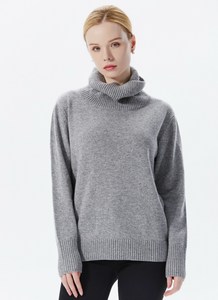 Pull col roulé 100 % cachemire pour femme, manches longues, décontracté, hiver, couleur unie, respirant, tricoté épais, anti-boulochage - Product Image 3