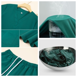 OEM personalizado 3D bordado <span class=keywords><strong>enfermera</strong></span> Scrubs Set transpirable algodón poliéster mujeres enfermería uniforme al por mayor <span class=keywords><strong>de</strong></span> punto <span class=keywords><strong>enfermera</strong></span> traje - Product Image 4