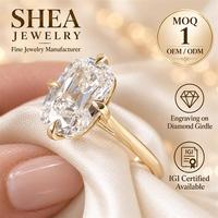 Bague de fiançailles solitaire en or jaune massif 10K/14K/18K avec diamant de laboratoire taille coussin de 0,5 à 3 carats, monture cathédrale personnalisée, certifié IGI VVS