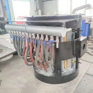 1Ton Reducer tilting steel shell Induction Furnace for melting cast iron steel