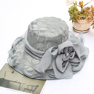 Chapeau de cérémonie Kentucky Derby pour femme, à large bord, orné de feuilles et de fleurs, idéal pour les mariages et les enterrements de vie de jeune fille - Product Image 6