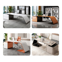 Ensemble de bureau et de chaise de direction en forme de L moderne avec matériau MDF, design modulaire, montage facile, poste de travail sain